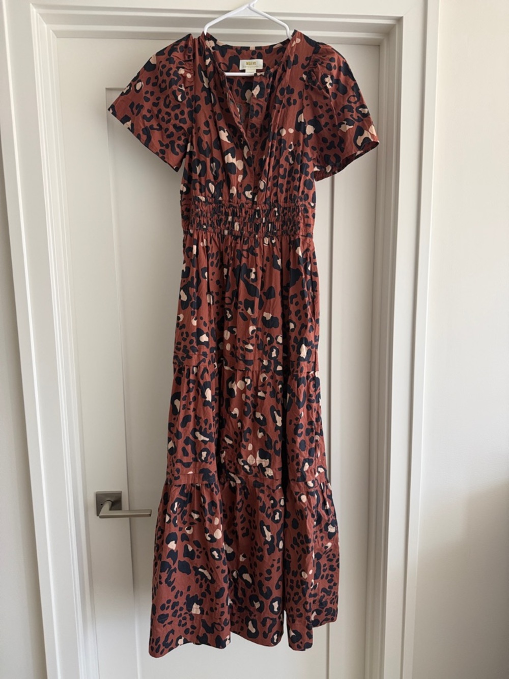 Maeve Rust and Black Abstract Leopard Print Top